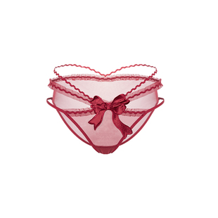 「HC」绛纱迷梦*女生性感勾人蕾丝镂空红色内裤女款本命年三角裤