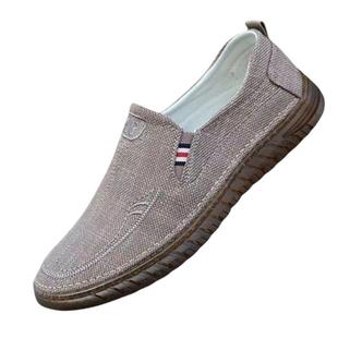 春夏季牛筋底老北京布鞋开车鞋一脚蹬透气亚麻鞋面休闲耐磨鞋男鞋