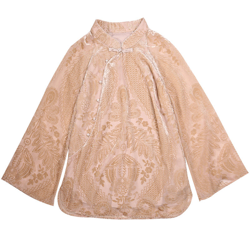 江南范中式复古国风女装改良旗袍风上衣盘扣丝绒唐装女汉服短茶服