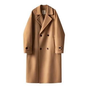 【限时清仓】秋冬100%绵羊毛双面呢保暖加厚大衣男士气质长款外套