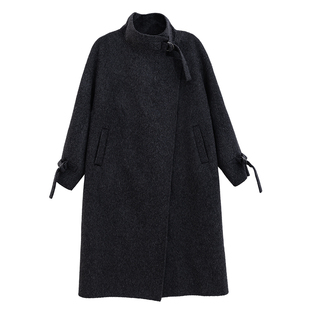 MPAM设计感羊毛大衣外套立领廓形大衣宽松秋冬季中长款毛呢大衣女