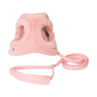 小体狗狗牵引绳冬天泰迪毛绒款保暖牵狗绳宠物工字型背心式胸背带