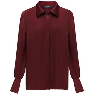 COCOBELLA安可拉红简约光泽感衬衫女秋静奢风气质长袖衬衣SR125