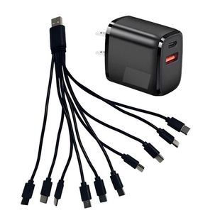 USBTypec一拖三四五手机万能LED风扇多功能圆头安卓扁充电线通用