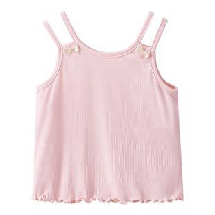 女童吊带背心外穿幼童夏季粉色上衣儿童薄款夏天衣服宝宝夏装2026