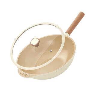 阿米尔陶瓷钛不粘锅无害涂层炒锅家用炒菜锅平底锅燃气电磁炉专用