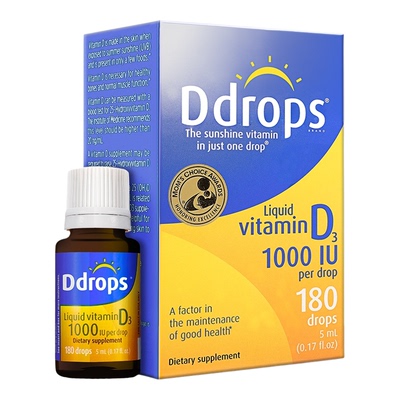 加拿大滴卓思ddrops成人维生素d3滴剂VD31000iu进口18-50岁适用