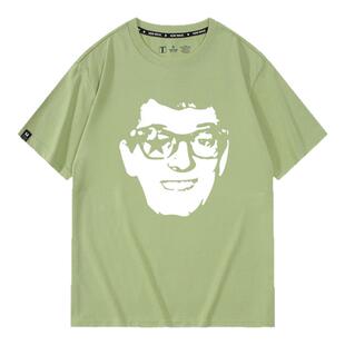 陶喆同款SoulPower演唱会致敬巴迪霍利人像摇滚纯棉短袖T恤夏男女