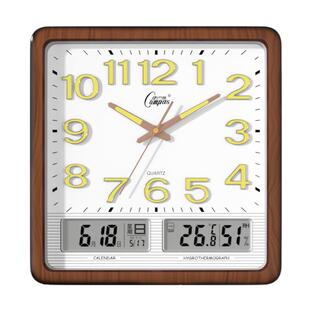 康巴丝夜光电波钟客厅家用挂钟2026新款挂墙免打孔自动对时石英钟