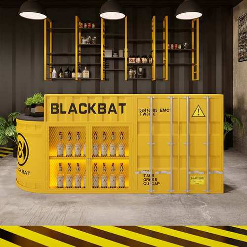 工业风健身房奶茶店收银台咖啡店清吧酒吧台公司前台转角接待台