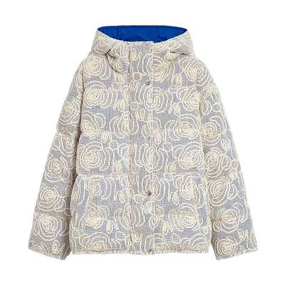 【保暖90白鸭绒】Desigual25秋冬新品撞色肌理连帽长袖女士羽绒服