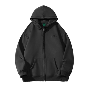 INSstudios 钢印压花卫衣自制ins潮牌纯棉摇粒绒加绒拉链外套男女