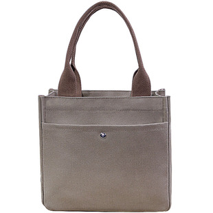 新款女手提帆布包上班便当黑白包百搭学生日韩版手拎女大容量方包