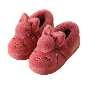 儿童棉拖鞋冬季可爱卡通女童保暖加绒加厚全包跟防滑亲子居家棉鞋