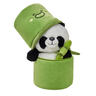 原创竹筒小号熊猫花花毛绒公仔可爱玩偶玩具钥匙扣挂件生日礼物女