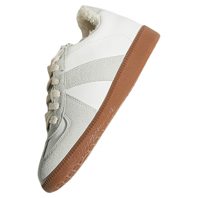 牛皮版~羊毛加绒德训鞋女2025冬季新款保暖阿甘内增高运动休闲鞋