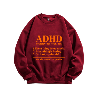 ADHD Definition Awareness Month国际多动症认知月纯棉卫衣服男