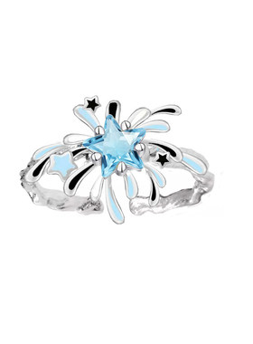 YiMi亦米原创轻奢烟火星辰猫咪戒指小众时尚浪漫烟花情侣对戒礼物