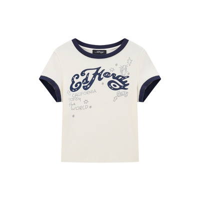 Ed Hardy埃德哈迪2026春季新款女士合身水浆印短袖T恤E1SAW284