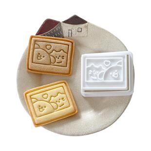 卡通小动物合照饼干模具 长方形几何手压式家用烘焙馒头辅食切模