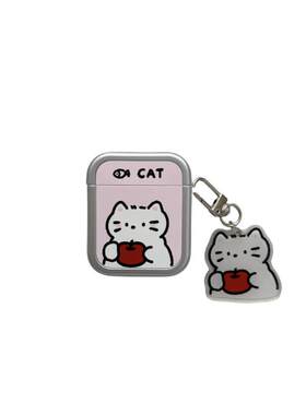 可爱线条猫咪小狗适用苹果耳机保护套airpods4无线蓝牙耳机壳三四代airpodpro2二代ipod耳机盒airpods3保护壳