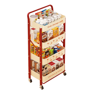 家用多巴胺可折叠小推车多层零食置物架落地厨房卧室书架收纳架子