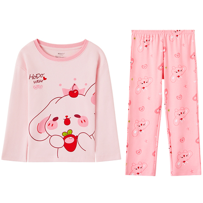 红豆男女童纯棉睡衣新款套装
