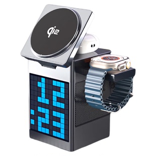 妙酷蓝牙音响qi2无线充电器多合一音箱磁吸桌面手机支架耳机手表充电底座适用于iphone苹果Magsafe三合一快充