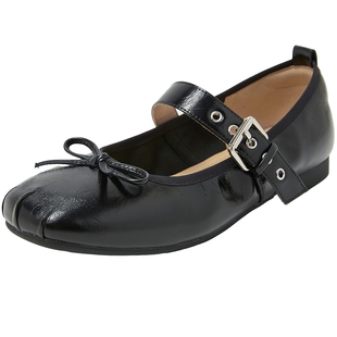 康莉粗跟玛丽珍女2025春新款优雅时尚法式方头一字带高跟鞋小皮鞋