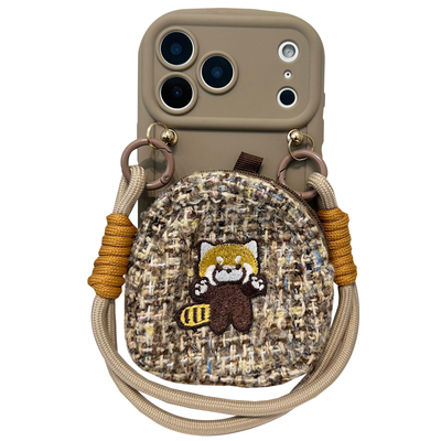 卡其毛呢柯基包包手机壳斜跨手提