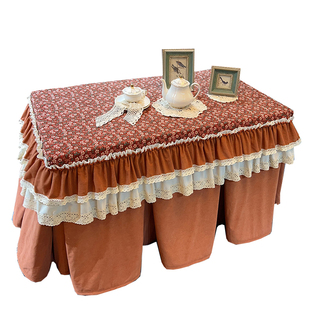 田园碎花灯芯绒桌布套正方长方形电暖炉烤火被布套加绒加厚桌罩
