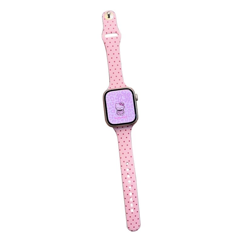 适用iwatch夏韩系小波点硅胶表带