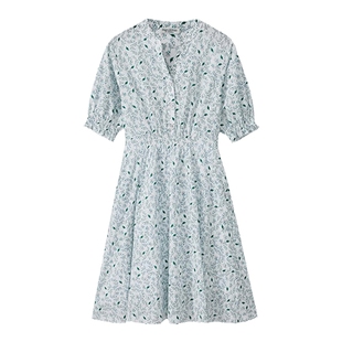 Marc O'Polo/MOP 夏季新款好看立领轻薄纯棉短款收腰碎花连衣裙女