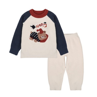 儿童睡衣加厚半边绒秋冬家居服