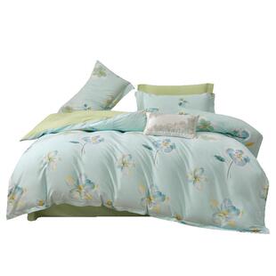 富丽真金家纺纯棉四件套100全棉床单被套清新花卉床上用品春派