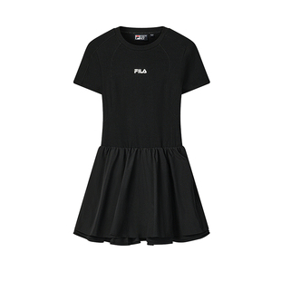 FILA 斐乐官方女子连衣裙2026夏季新款简约时尚修身拼接短袖裙子