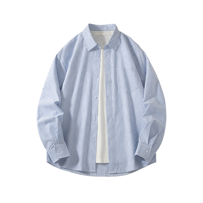 【牛津纺】名创优品条纹长袖衬衫