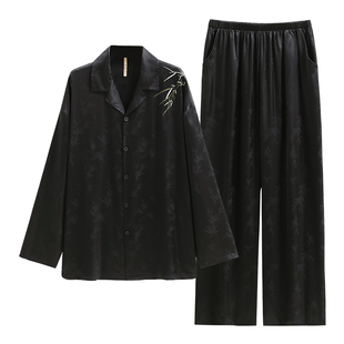 睡衣男士春秋款冰丝长袖家居服仿真丝绸夏季薄款新中式中国风套装