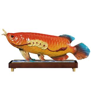 纳财金龙鱼铜摆件金鱼客厅办公室装饰工艺品公司乔迁搬迁开业礼品