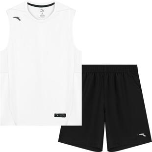 安踏速干运动套装男生夏季无袖背心T恤坎肩短裤跑步篮球服两件装