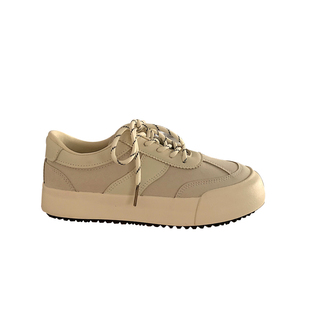 金屿鹿日系奶fufu厚底小白鞋女皮面ins韩版复古运动休闲德训鞋潮