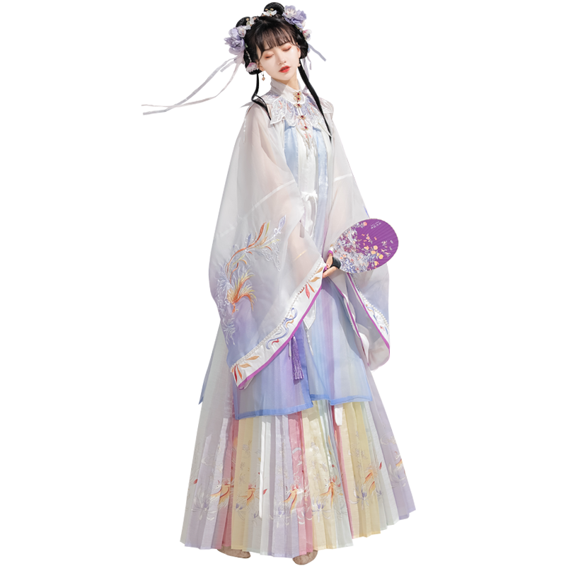 明制漢服女春秋季2025新款中國風絕美古裝仙氣飄飄漢元素刺繡云肩