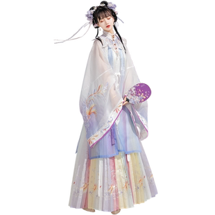 明制汉服女春秋季2025新款中国风绝美古装仙气飘飘汉元素刺绣云肩