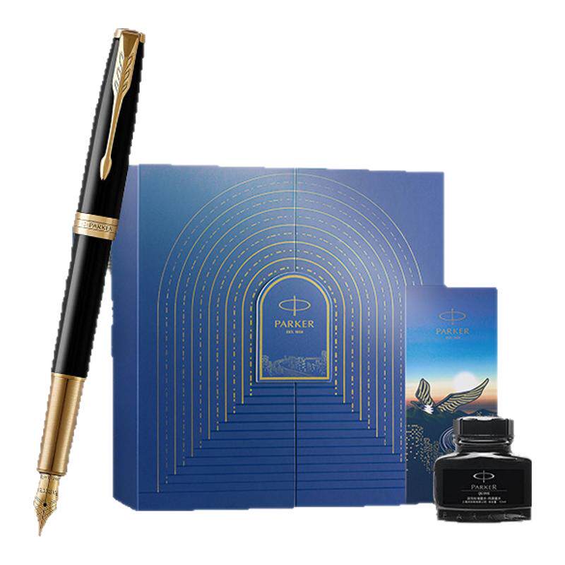 【教师节定制礼物】PARKER/派克卓尔钢笔18K纯黑丽雅金夹墨水笔乘风而起礼盒商务办公书写送礼高档进口签字笔