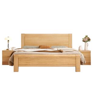 全实木床榉木北欧原木风加厚纯简约1米8主卧室单双人小户型大婚床