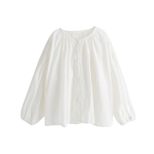 布丁哈鲁童装春装女童衬衣2026春秋秋季新款儿童白色长袖衬衫纯棉