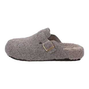 【足弓支撑】灰色勃肯鞋加绒毛毛鞋女秋冬毛毡半拖鞋厚底博肯棉鞋