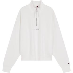 Tommy秋冬女装美式潮流运动休闲风字母印花半拉链立领套头卫衣