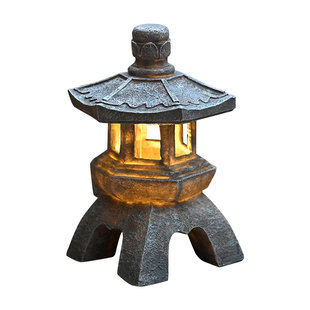 新中式石塔摆件太阳能宫灯庭院花园路引禅意花园布置民宿日式装饰