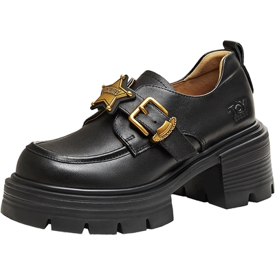 天美意玩具总动员联名厚底增高英伦常青藤乐福鞋女新款小皮鞋单鞋